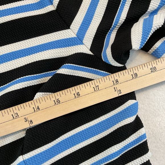 Lane Bryant Dress Womens 14 Blue White Stripes Pleats 3/4 Sleeves Knit - Picture 9 of 12